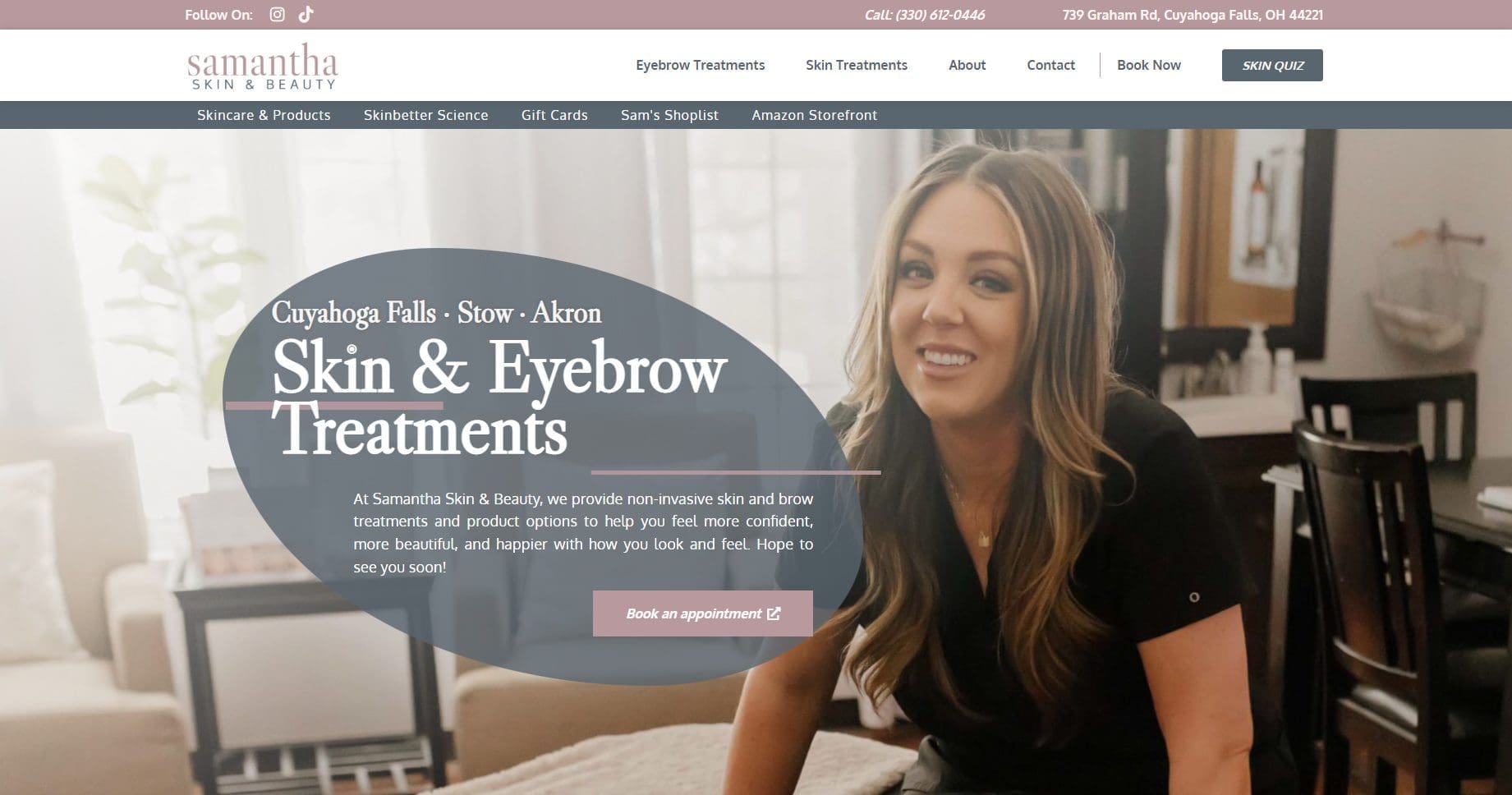 stow cuyahoga falls skincare esthetician website after redesign by ckreative web design