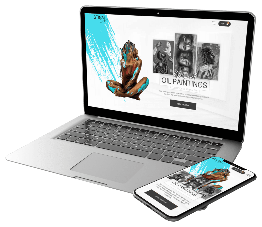 art studio website shown on laptop and mobile